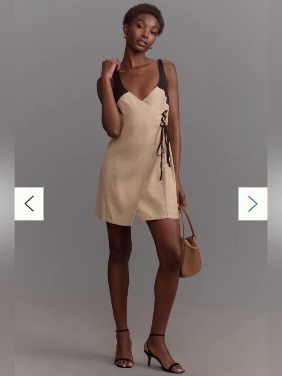 Anthropologie Dresses & Skirts - By Anthropologie Sleeveless Linen Wrap Mini Dress Size 2